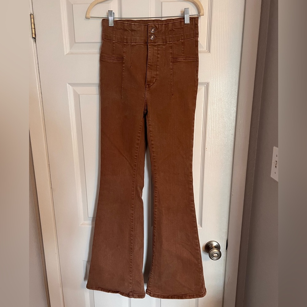 We The Free Brown Flare Wide Leg Jeans
